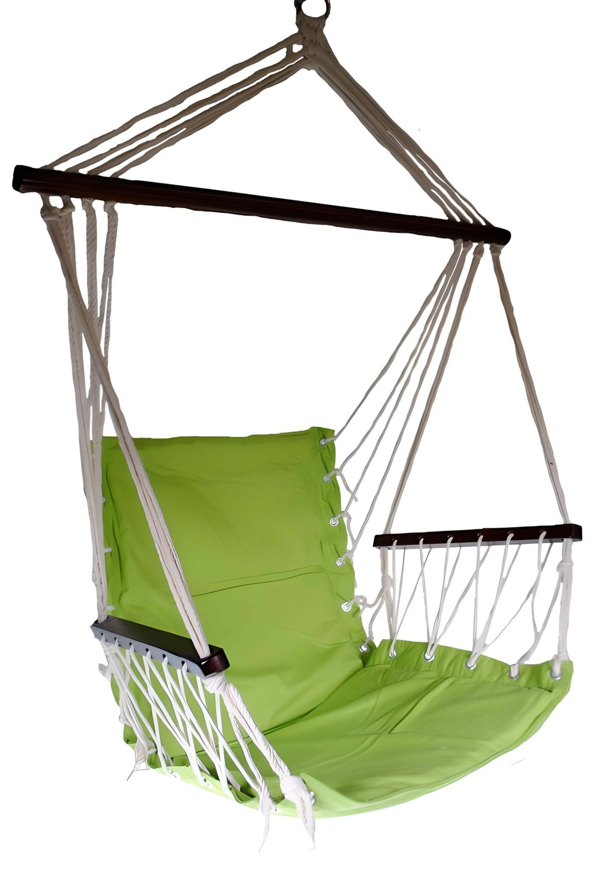 hanging-hammock-chair-with-wooden-armrests-green-colour