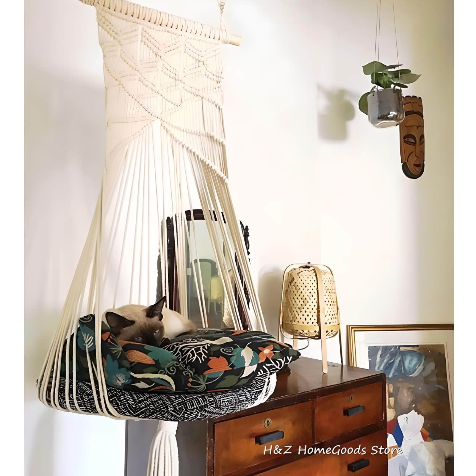 macrame-cat-bed-wih-wooden-box