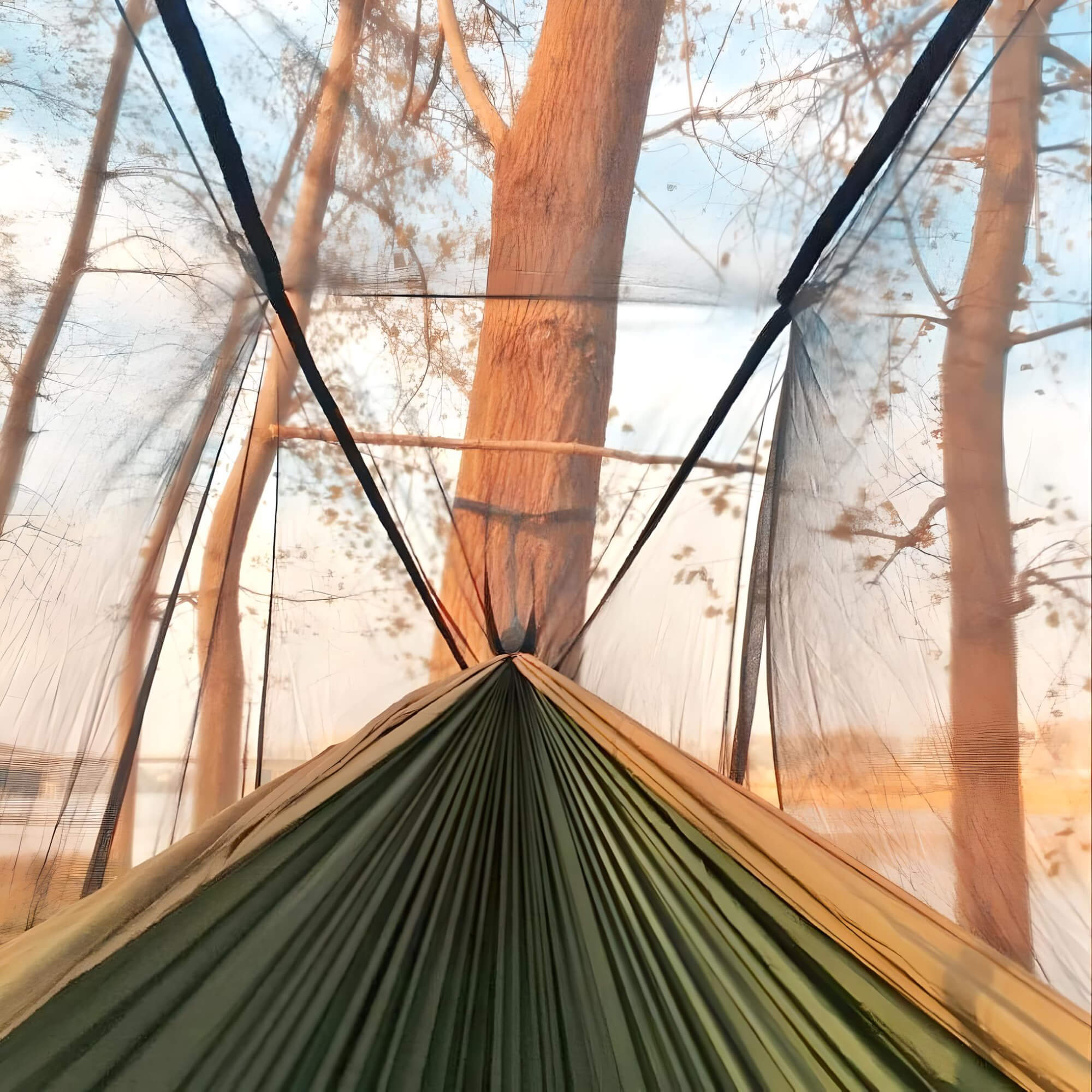 portable-camping-hammock-hanging-in-forest
