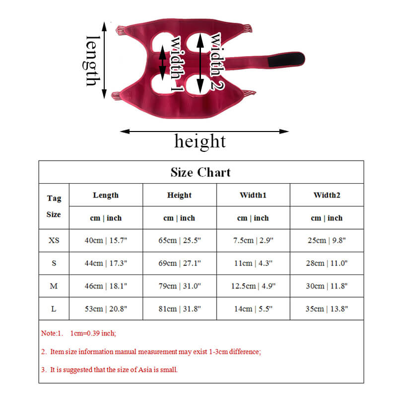 size-chart-of-pet-grooming-hammock-harness