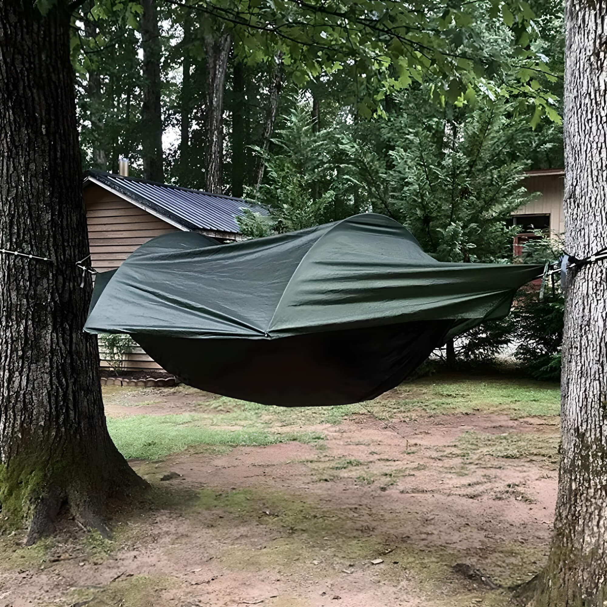 waterproof-hammock-tent-hanging-in-tree