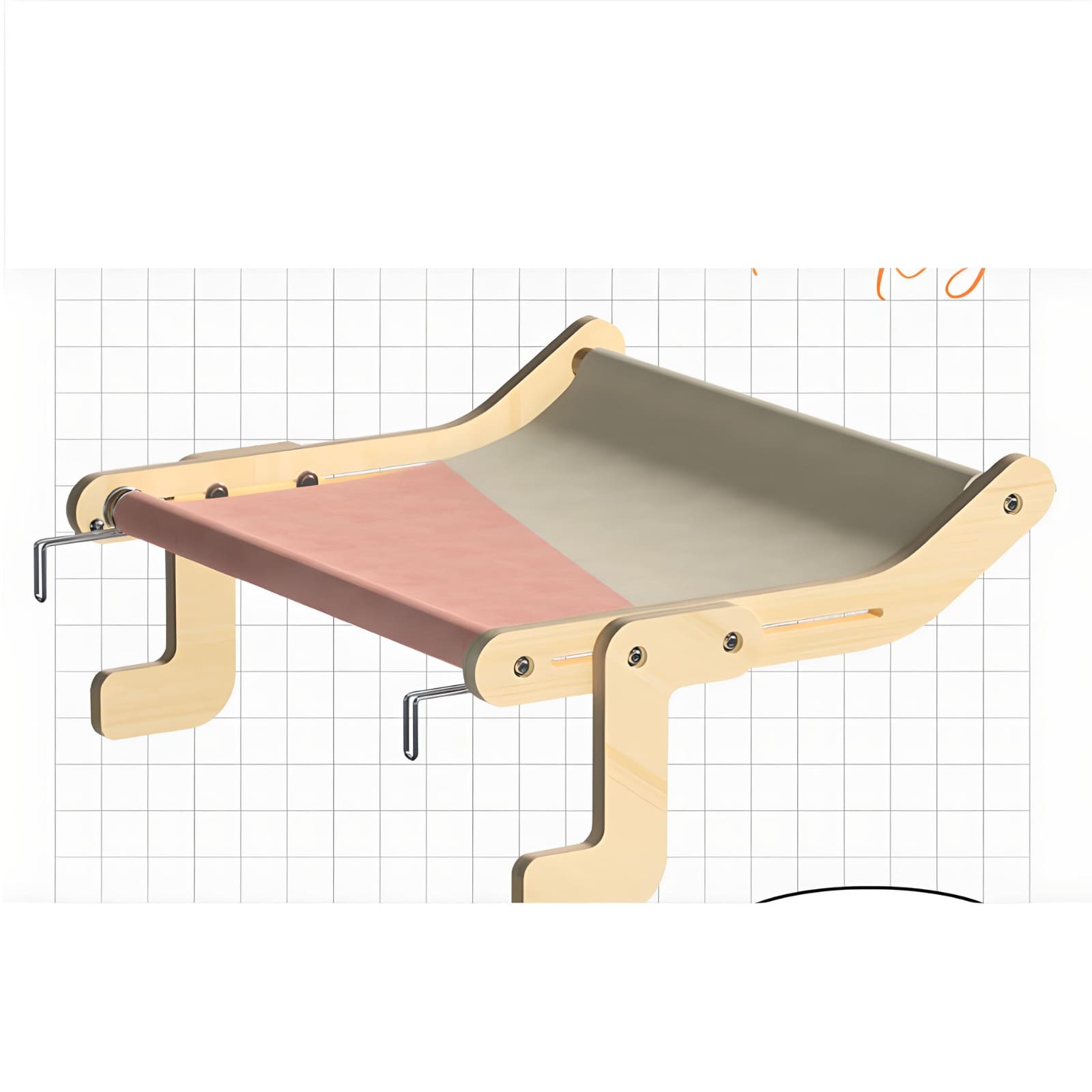 wooden-cat-hammock-pink-and-white-color