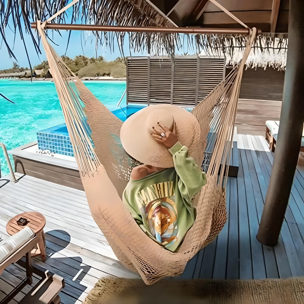 double-size-hammock-girl-sitting-in-resort