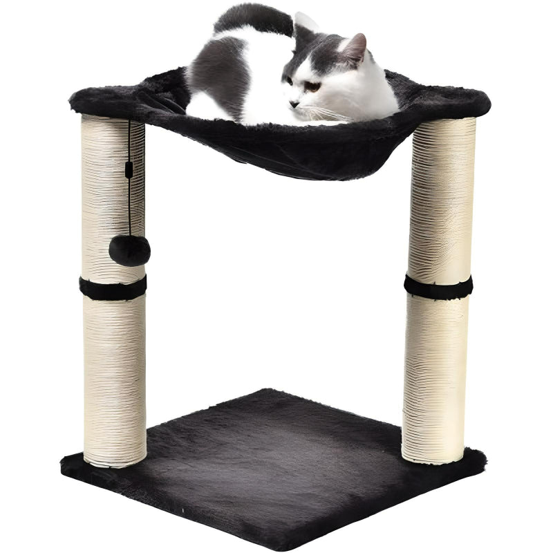 grey-white-patterned-cats-eating-on-tree-hammocL