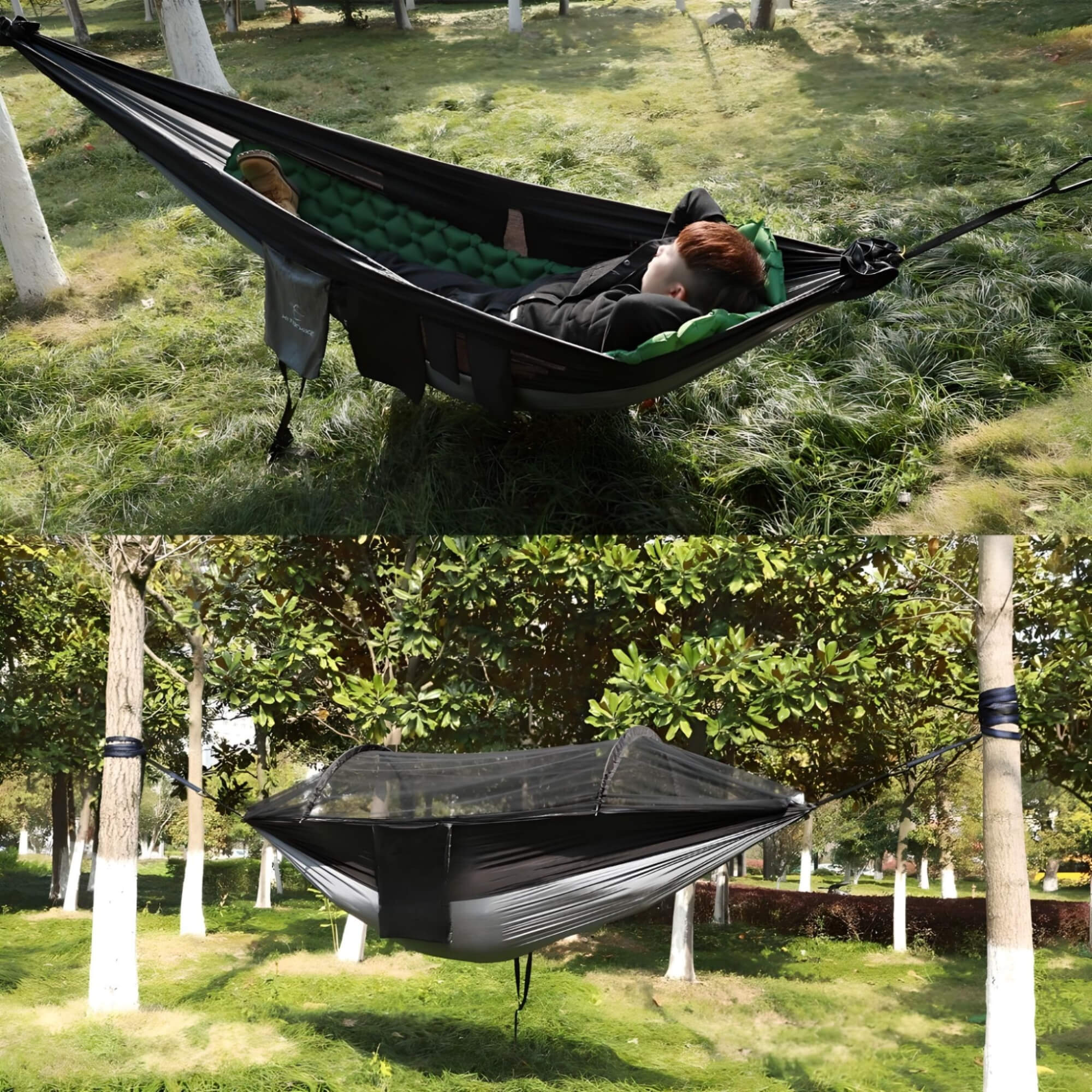 hammock-with-mosquito-net-and-rainfly-hanging-in-pole-2