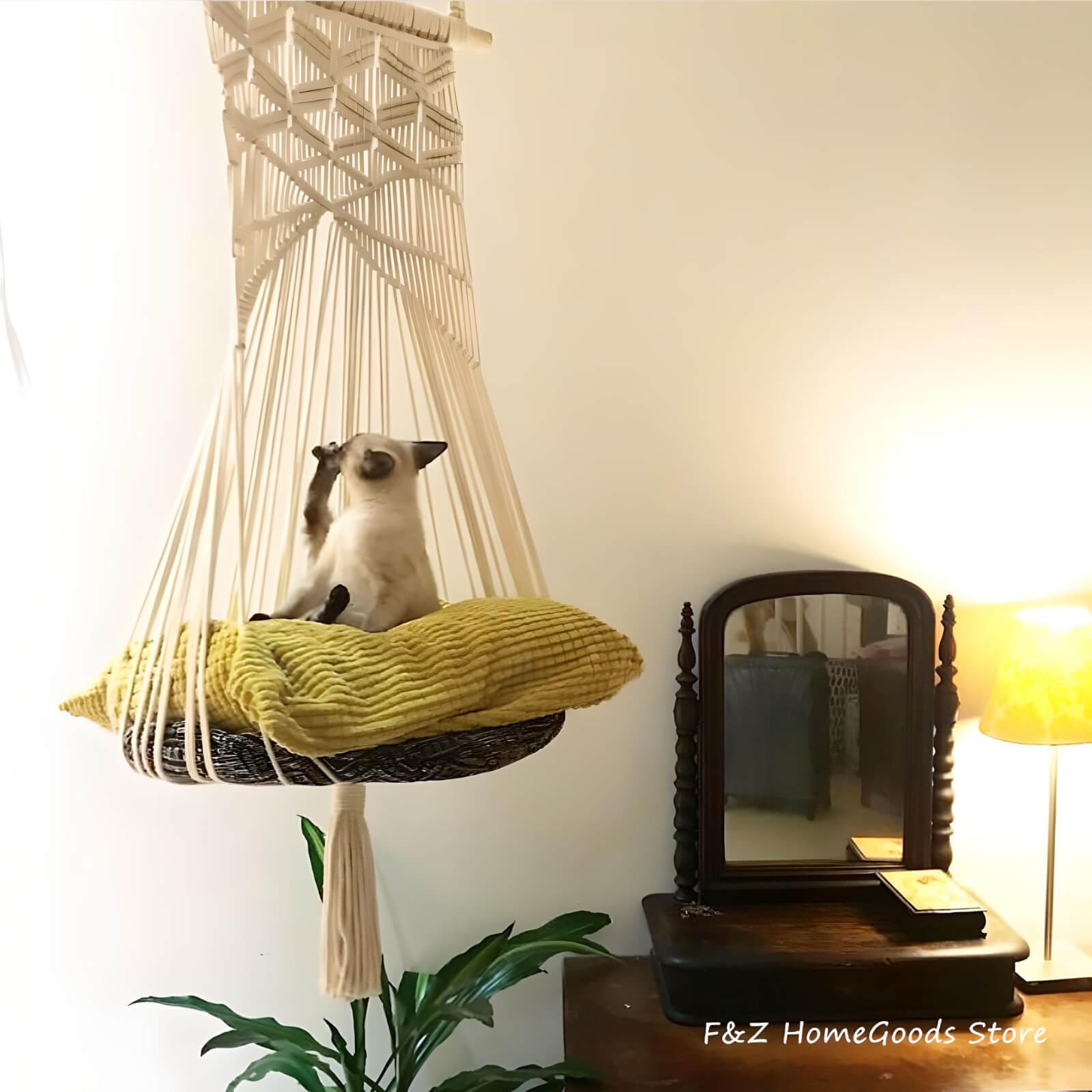 macrame-bed-with-lying-cat