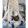 Load image into Gallery viewer, macrame-cat-bed-with-blue-cushion