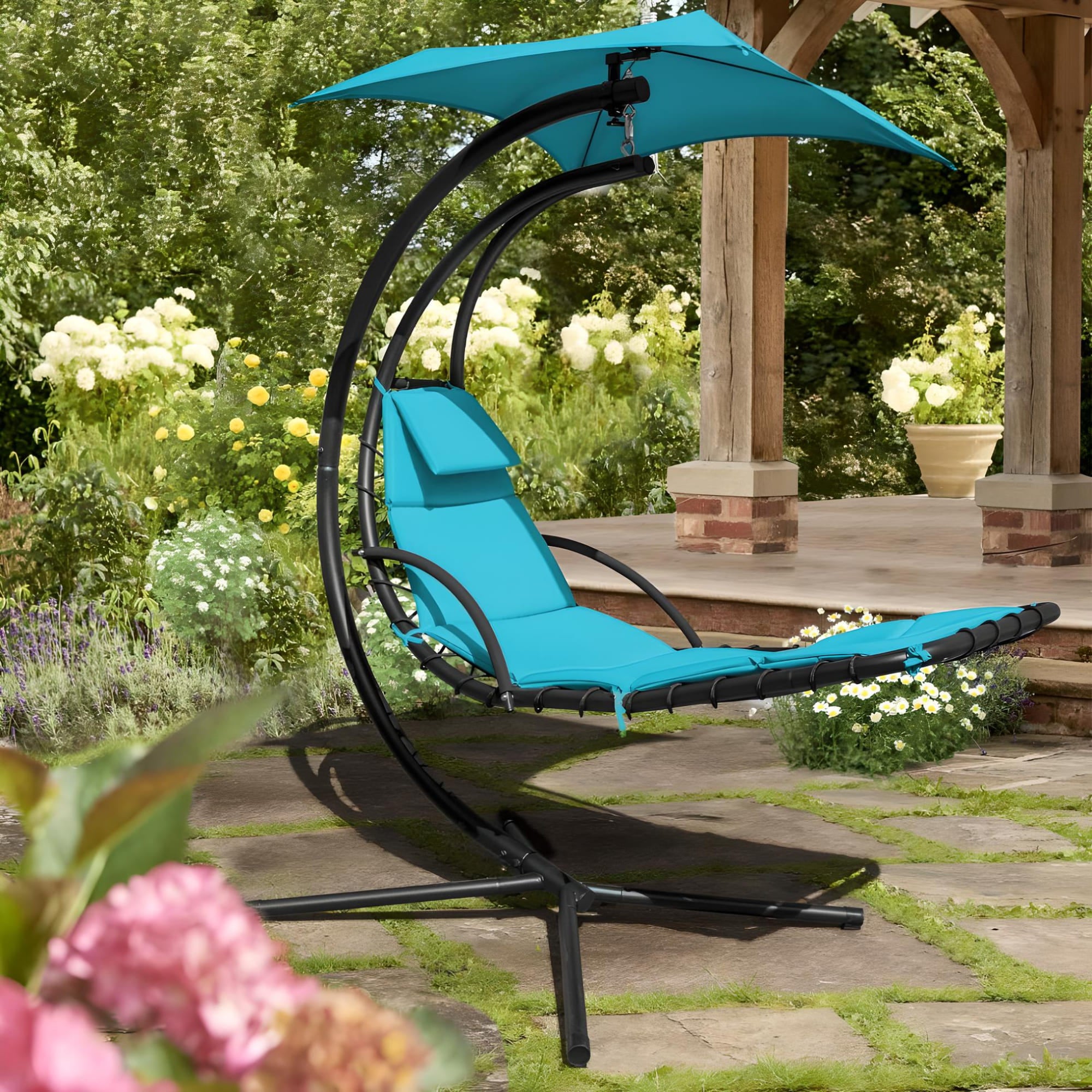 outdoor-hanging-curved-steel-chaise-lounge-chair-swing-in-blue