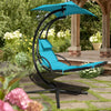 Load image into Gallery viewer, outdoor-hanging-curved-steel-chaise-lounge-chair-swing-in-blue