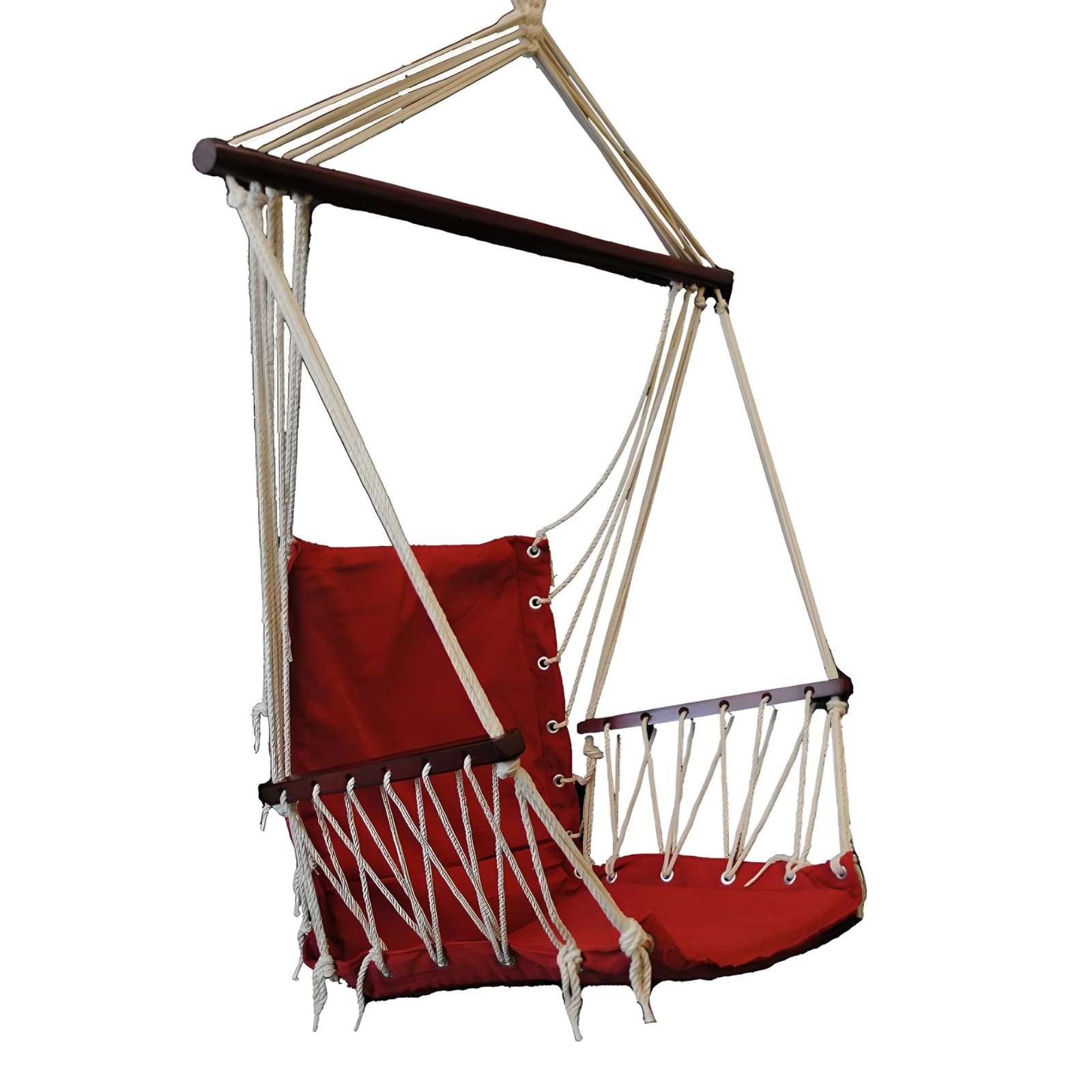 red-in-color-hanging-hammock-chair-with-wooden-arm-rests